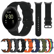 For Google Pixel Watch Three-ring Black Buckle Nylon Watch Band(Orange)