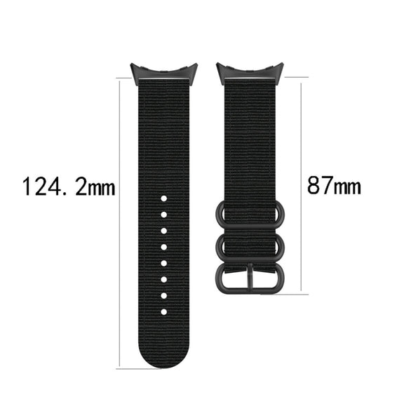 For Google Pixel Watch Three-ring Black Buckle Nylon Watch Band(Rainbow)