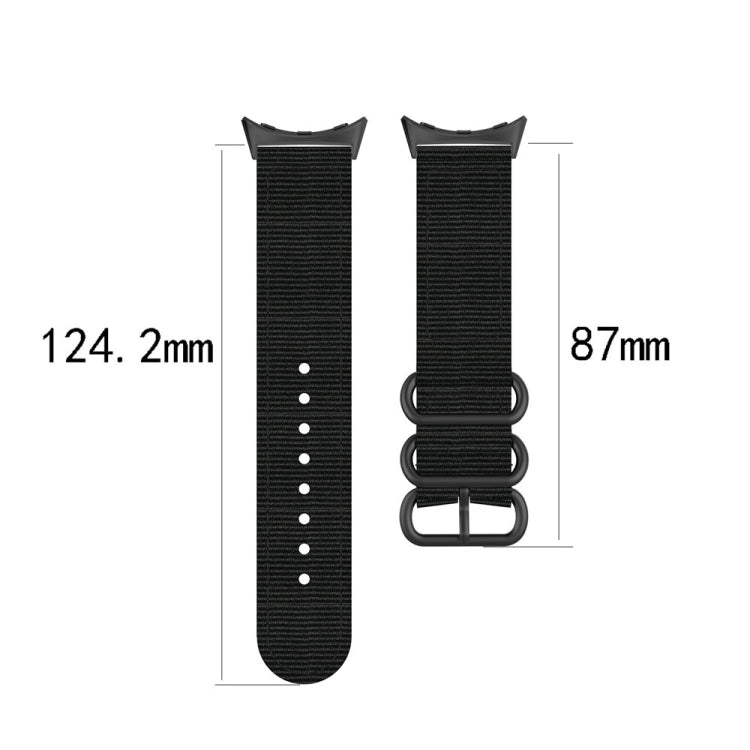 For Google Pixel Watch Three-ring Black Buckle Nylon Watch Band(Black Orange)