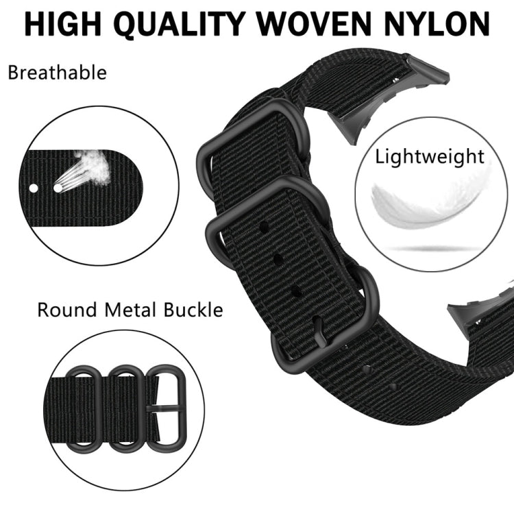 For Google Pixel Watch Three-ring Black Buckle Nylon Watch Band(Black Orange)