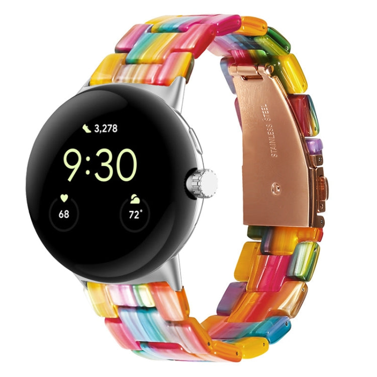 For Google Pixel Watch Three-beads Resin Watch Band(Rainbow)