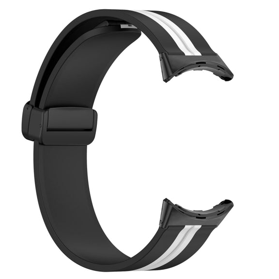 For Google Pixel Watch Two-color Folding Buckle Silicone Watch Band(Black White)