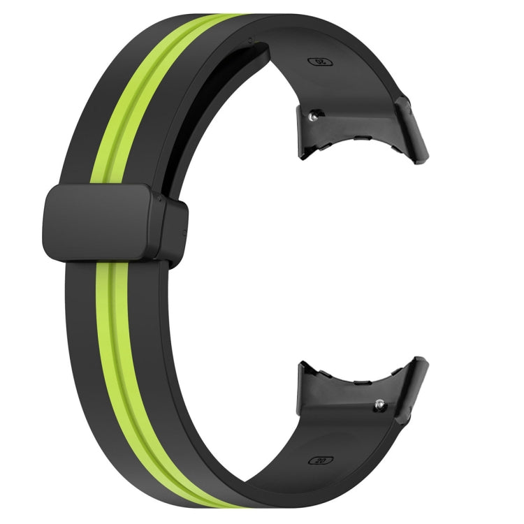For Google Pixel Watch Two-color Folding Buckle Silicone Watch Band(Black Green)