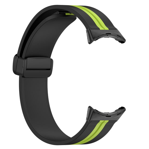 For Google Pixel Watch Two-color Folding Buckle Silicone Watch Band(Black Green)