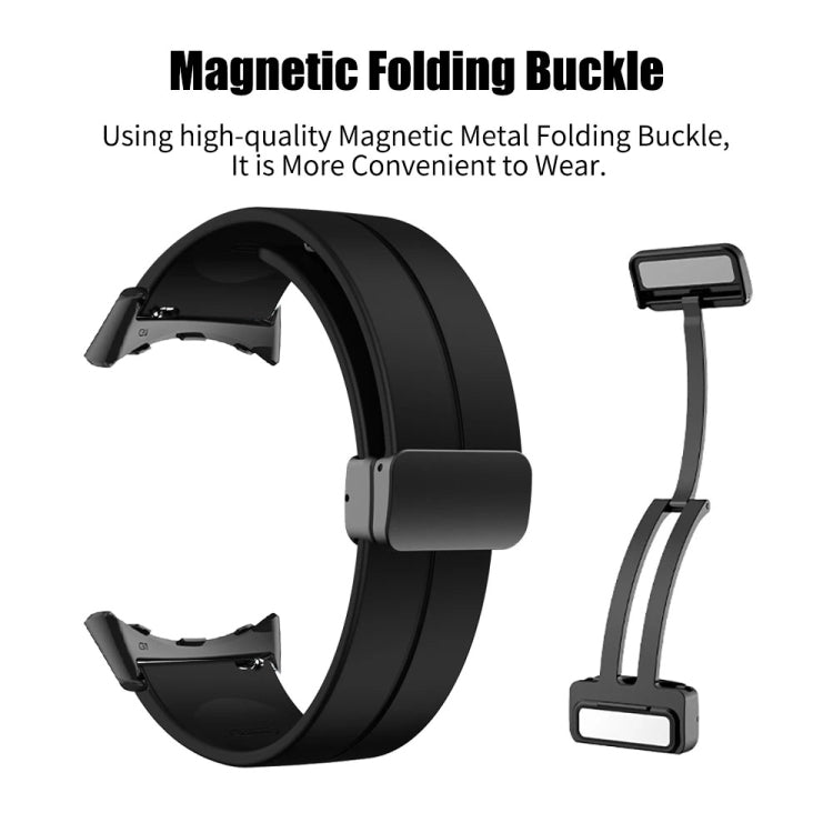 For Google Pixel Watch Solid-color Folding Buckle Silicone Watch Band(Silver White)