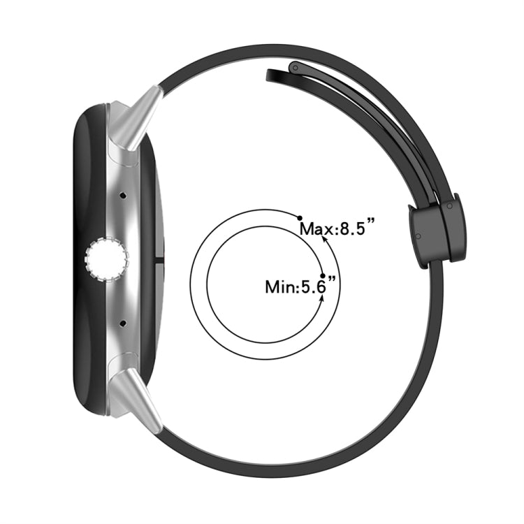 For Google Pixel Watch Solid-color Folding Buckle Silicone Watch Band(Silver White)