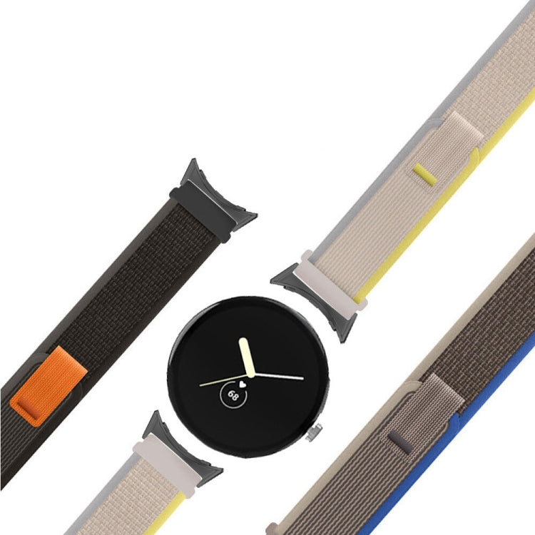 For Google Pixel Watch Loop Black Connector Nylon Watch Band(Blue)