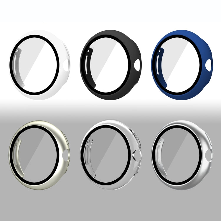 For Google Pixel Watch Frosted PC Frame Tempered Film Integrated Watch Protective Case(White)