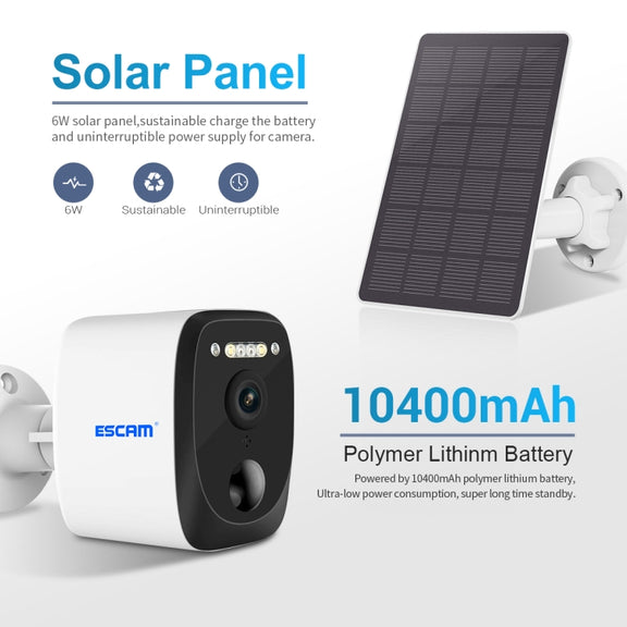 ESCAM QF370 3MP Cloud Storage PT WIFI Solar Panel IP Camera with PIR Alarm Support Night Vision & Two Way Audio