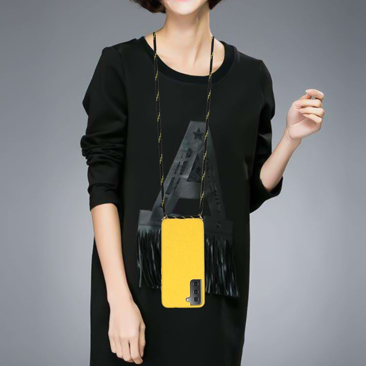 For Samsung Galaxy S23 5G Wheat Straw Material + TPU Protective Case with Lanyard(Yellow)