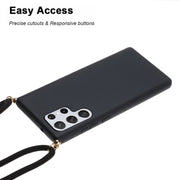 For Samsung Galaxy S23 Ultra 5G Wheat Straw Material + TPU Protective Case with Lanyard(Black)
