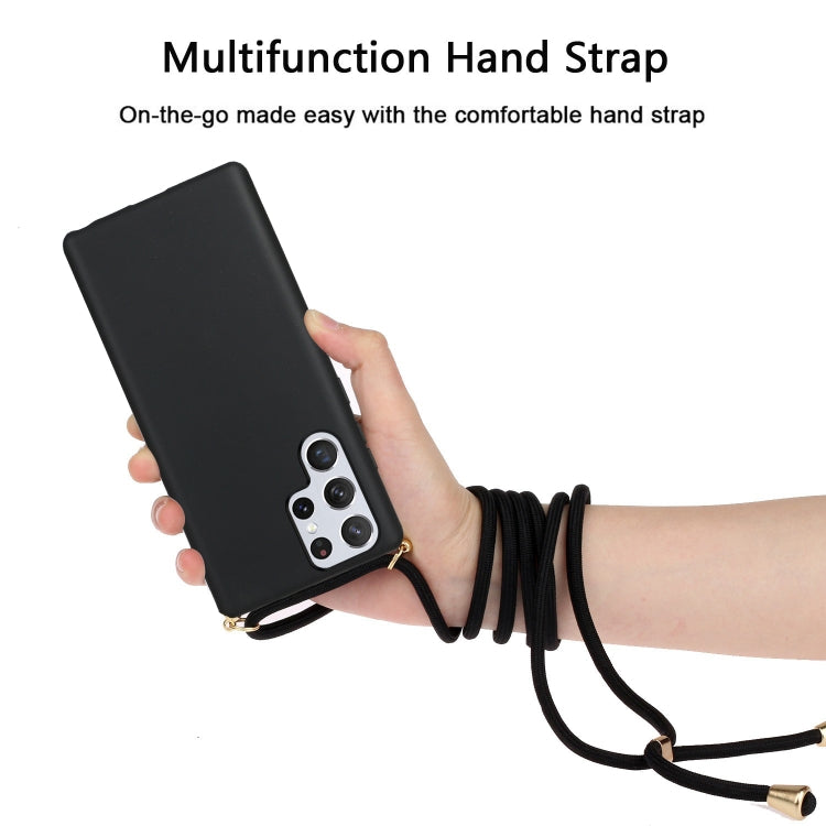 For Samsung Galaxy S23 Ultra 5G Wheat Straw Material + TPU Protective Case with Lanyard(Black)