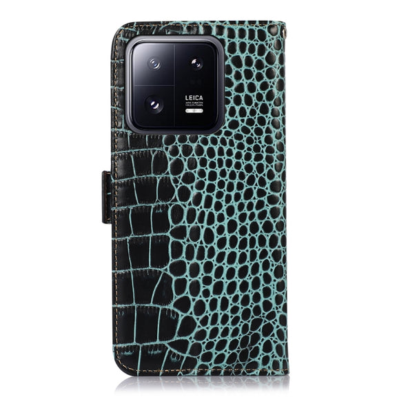 For Xiaomi 13 Pro Crocodile Top Layer Cowhide Leather Phone Case(Green)