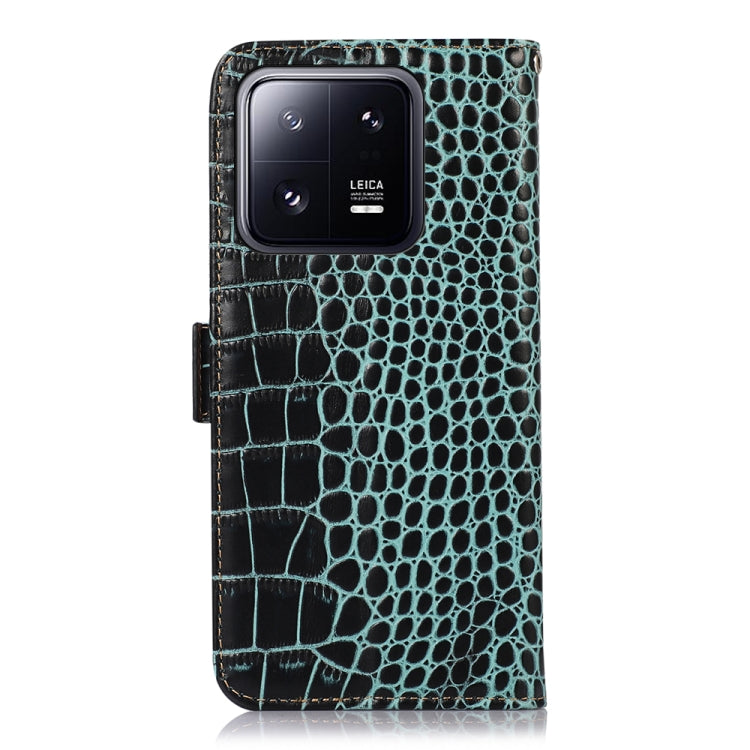 For Xiaomi 13 Pro Crocodile Top Layer Cowhide Leather Phone Case(Green)