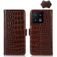 For Xiaomi 13 Crocodile Top Layer Cowhide Leather Phone Case(Brown) - 13 Cases by PMC TechLife | Online Shopping South Africa | PMC TechLife