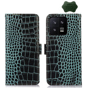 For Xiaomi 13 Crocodile Top Layer Cowhide Leather Phone Case(Green)