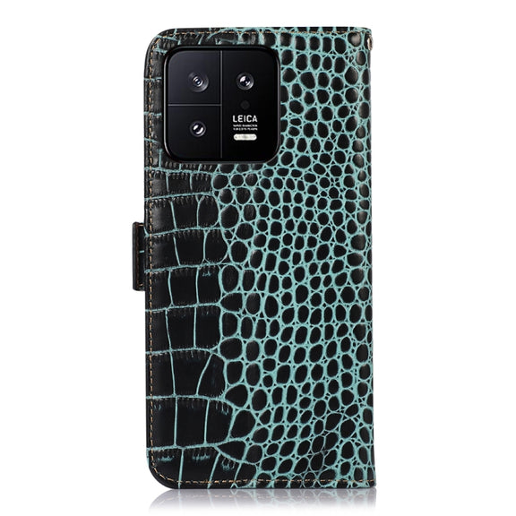 For Xiaomi 13 Crocodile Top Layer Cowhide Leather Phone Case(Green)