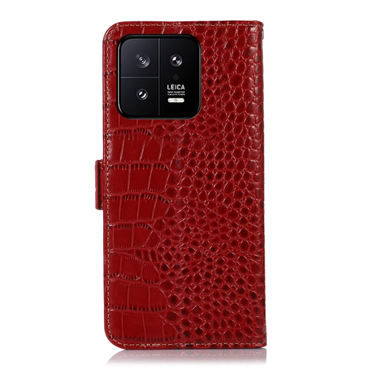 For Xiaomi 13 Crocodile Top Layer Cowhide Leather Phone Case(Red)