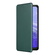 For TCL 40SE Carbon Fiber Texture Flip Leather Phone Case(Green)