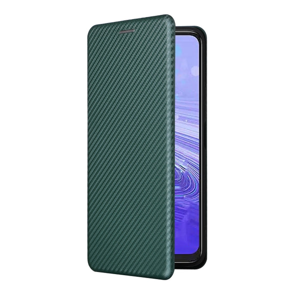 For TCL 40SE Carbon Fiber Texture Flip Leather Phone Case(Green)