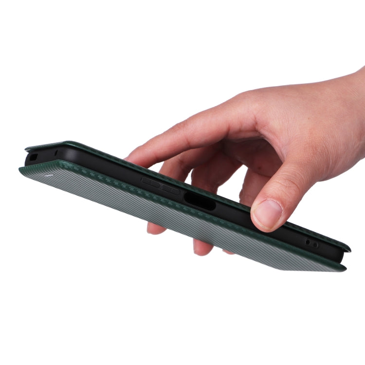 For TCL 40SE Carbon Fiber Texture Flip Leather Phone Case(Green)