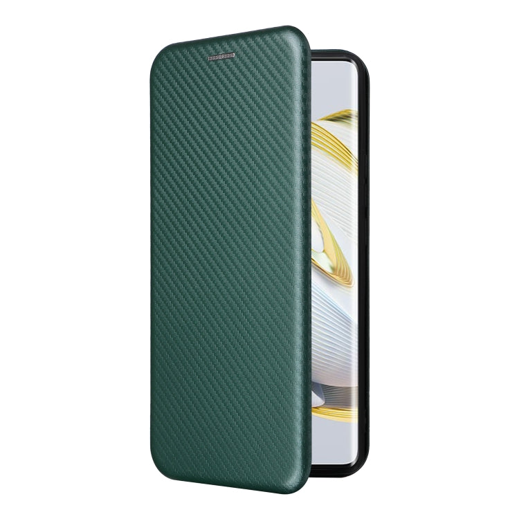 For Huawei nova 10 Carbon Fiber Texture Flip Leather Phone Case(Green)