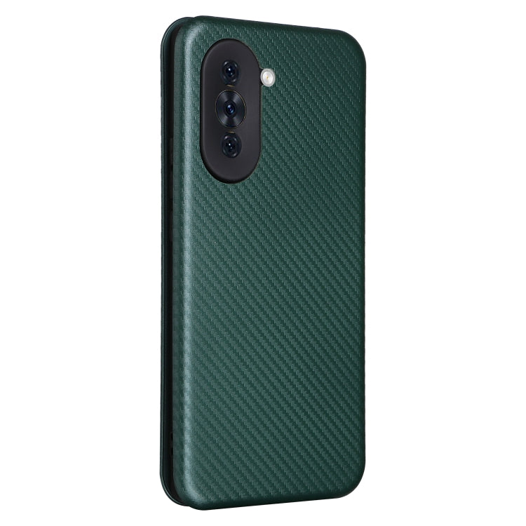 For Huawei nova 10 Carbon Fiber Texture Flip Leather Phone Case(Green)