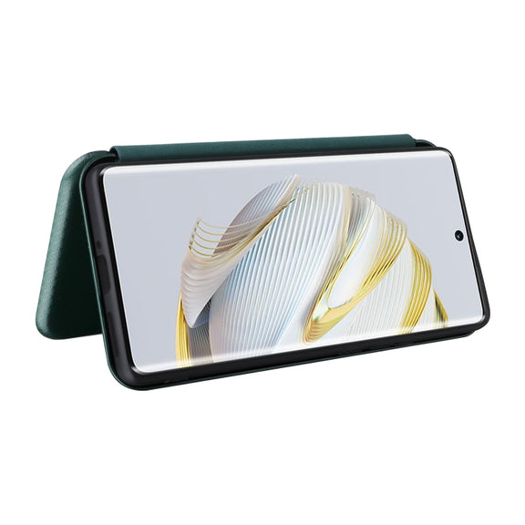 For Huawei nova 10 Carbon Fiber Texture Flip Leather Phone Case(Green)