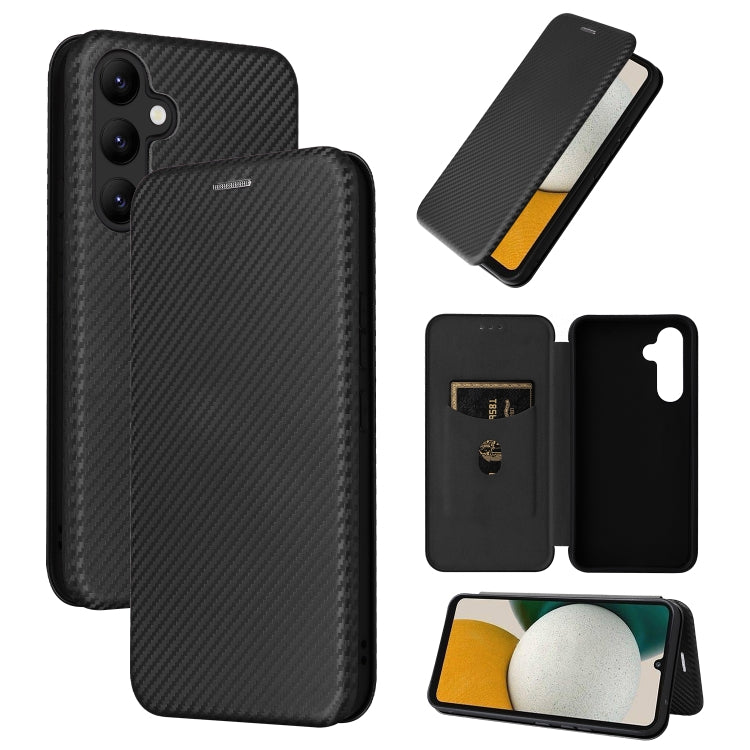For Samsung Galaxy A34 5G Carbon Fiber Texture Flip Leather Phone Case(Black)