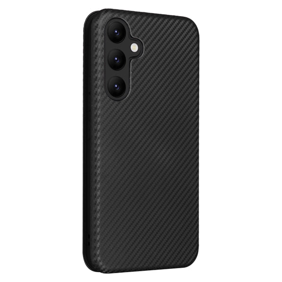 For Samsung Galaxy A34 5G Carbon Fiber Texture Flip Leather Phone Case(Black)