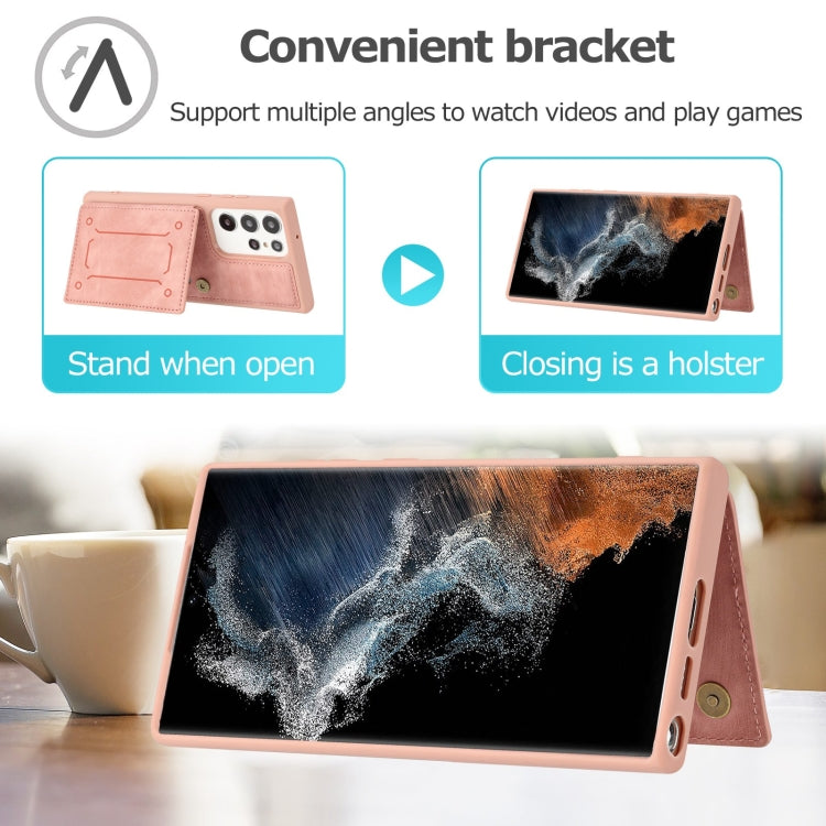 For Samsung Galaxy S21 Ultra 5G Dream Magnetic Back Cover Card Wallet Phone Case(Pink)