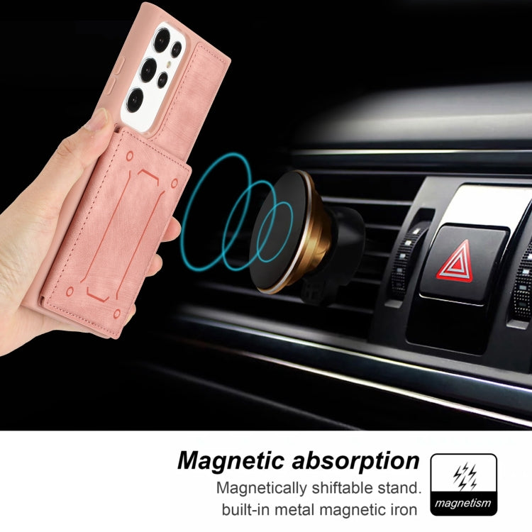 For Samsung Galaxy S21 Ultra 5G Dream Magnetic Back Cover Card Wallet Phone Case(Pink)