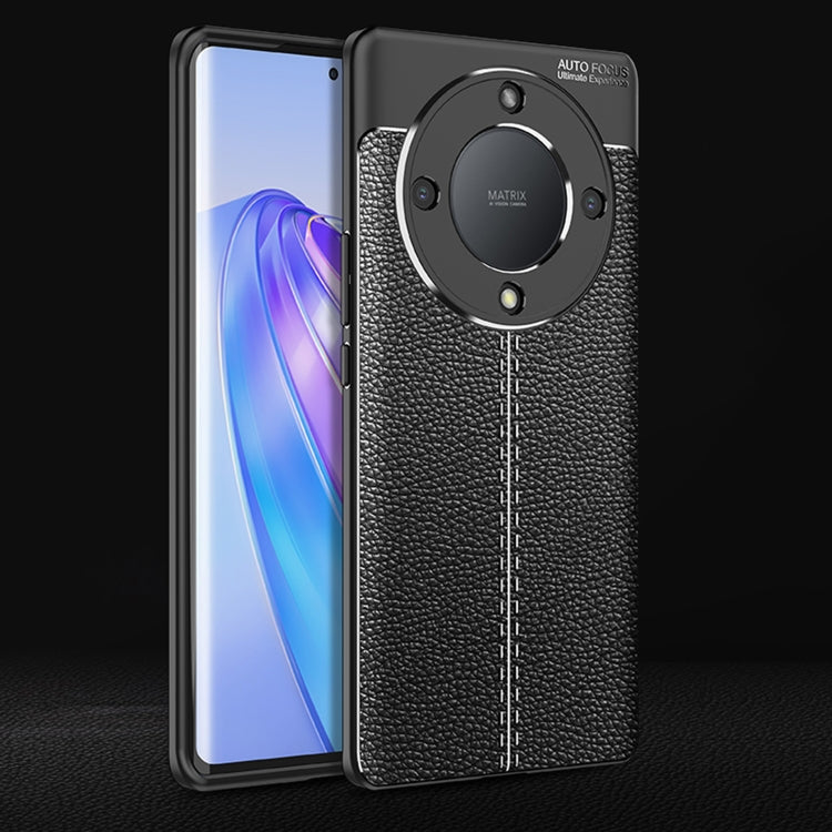 For Honor X9a Litchi Texture Shockproof TPU Phone Case(Black)