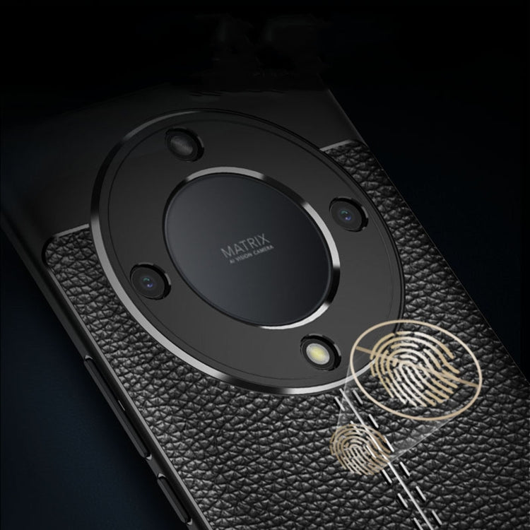 For Honor X9a Litchi Texture Shockproof TPU Phone Case(Black)