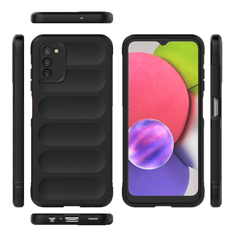 For Samsung Galaxy A03s India Version Magic Shield TPU + Flannel Phone Case(Dark Green)
