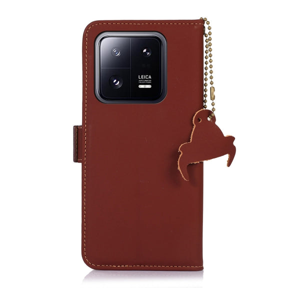For Xiaomi 13 Genuine Leather Magnetic RFID Leather Phone Case(Coffee)