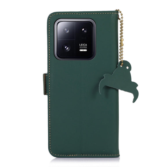 For Xiaomi 13 Genuine Leather Magnetic RFID Leather Phone Case(Green)