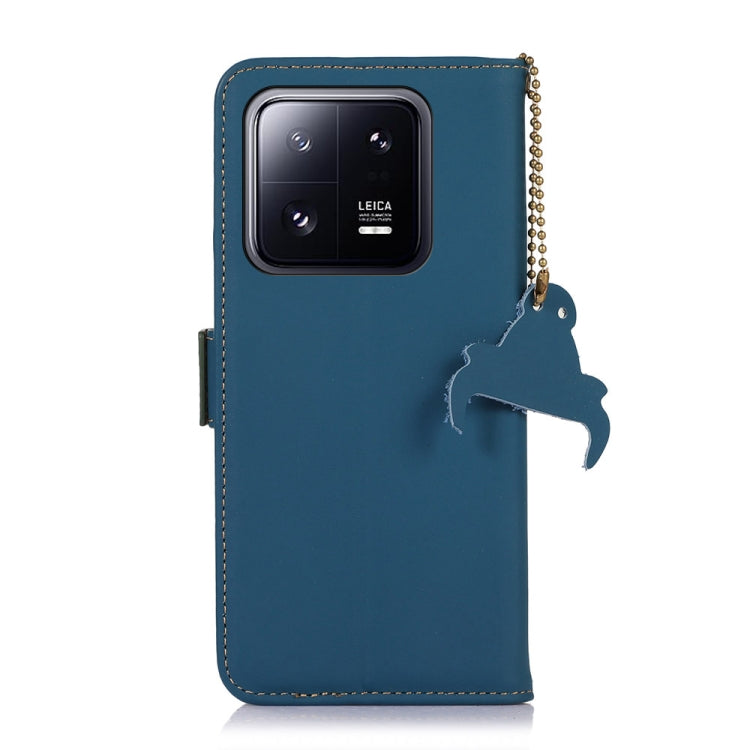 For Xiaomi 13 Pro Genuine Leather Magnetic RFID Leather Phone Case(Blue)