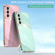 For Samsung Galaxy S21+ 5G XINLI Straight Edge 6D Electroplate TPU Phone Case(Celestial Blue)