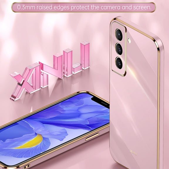 For Samsung Galaxy S21+ 5G XINLI Straight Edge 6D Electroplate TPU Phone Case(Celestial Blue)