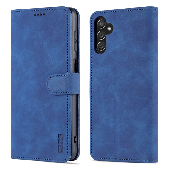 For Samsung Galaxy A14 5G AZNS Skin Feel Calf Texture Flip Leather Phone Case(Blue)