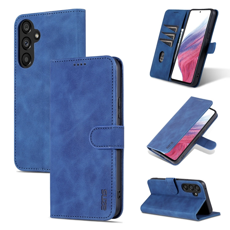 For Samsung Galaxy A34 5G AZNS Skin Feel Calf Texture Flip Leather Phone Case(Blue)