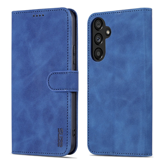 For Samsung Galaxy A34 5G AZNS Skin Feel Calf Texture Flip Leather Phone Case(Blue)
