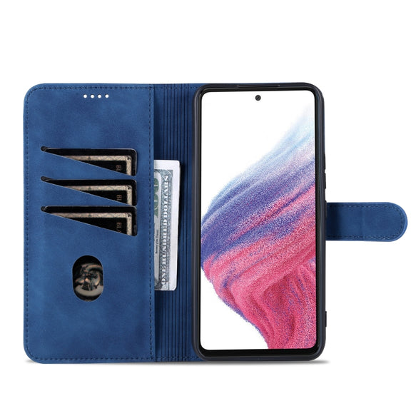 For Samsung Galaxy A34 5G AZNS Skin Feel Calf Texture Flip Leather Phone Case(Blue)