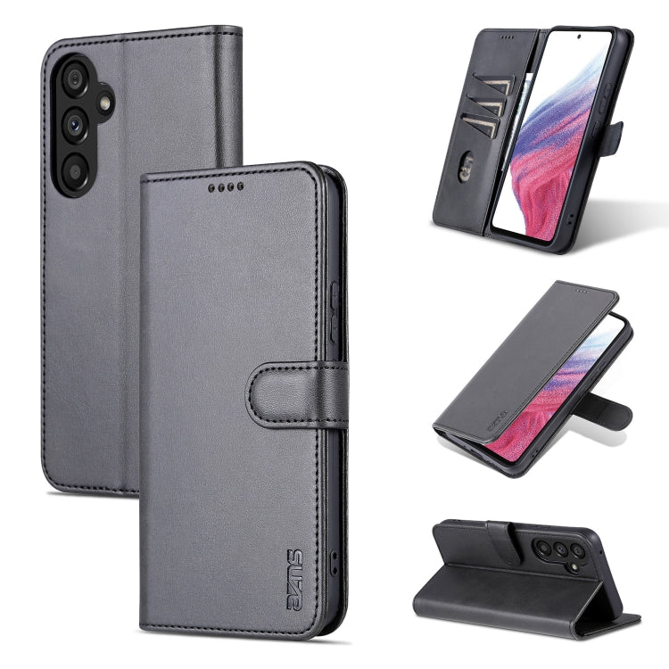 For Samsung Galaxy A34 5G AZNS Skin Feel Calf Texture Flip Leather Phone Case(Black)