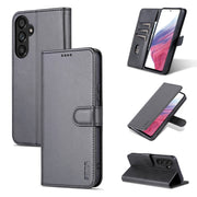For Samsung Galaxy A34 5G AZNS Skin Feel Calf Texture Flip Leather Phone Case(Black)