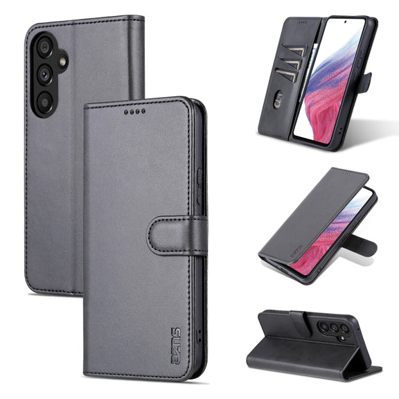 For Samsung Galaxy A34 5G AZNS Skin Feel Calf Texture Flip Leather Phone Case(Black)