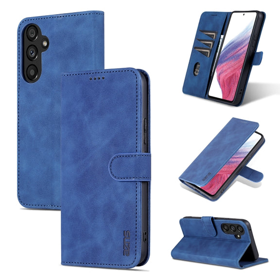 For Samsung Galaxy A54 5G AZNS Skin Feel Calf Texture Flip Leather Phone Case(Blue)