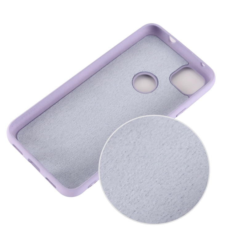 For Google Pixel 4a Pure Color Liquid Silicone Shockproof Full Coverage Case(Purple)