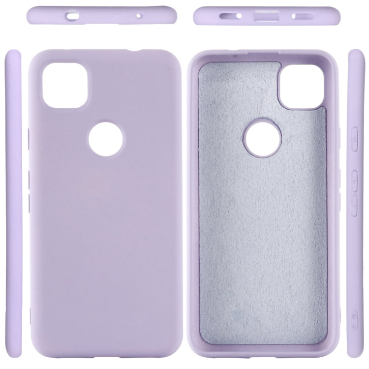 For Google Pixel 4a Pure Color Liquid Silicone Shockproof Full Coverage Case(Purple)